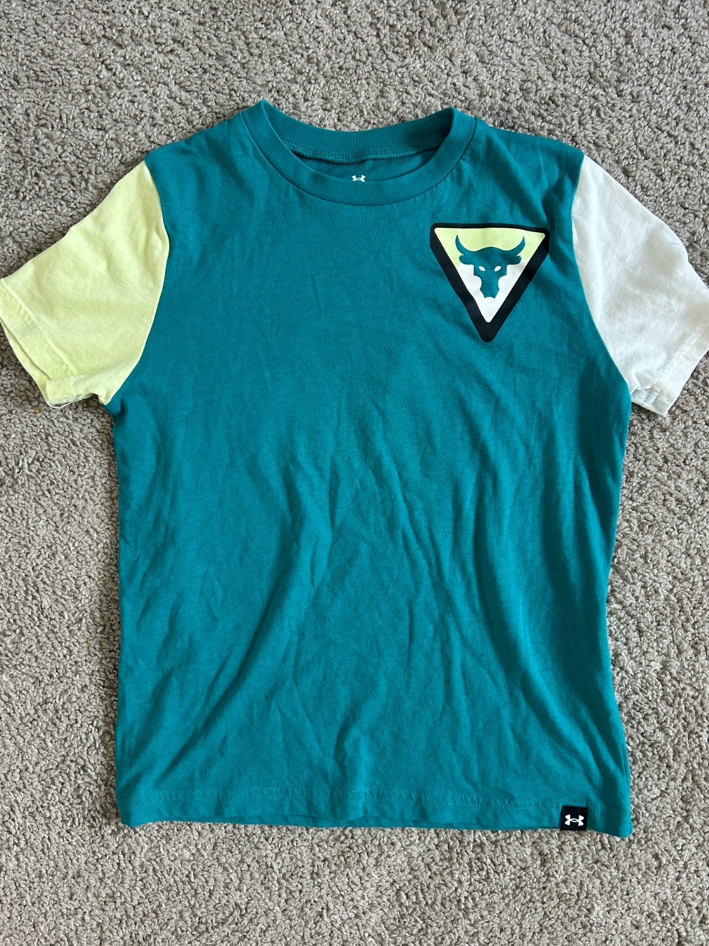 Under Armour Teal Short Sleeve Tee with Yellow and White Sleeves